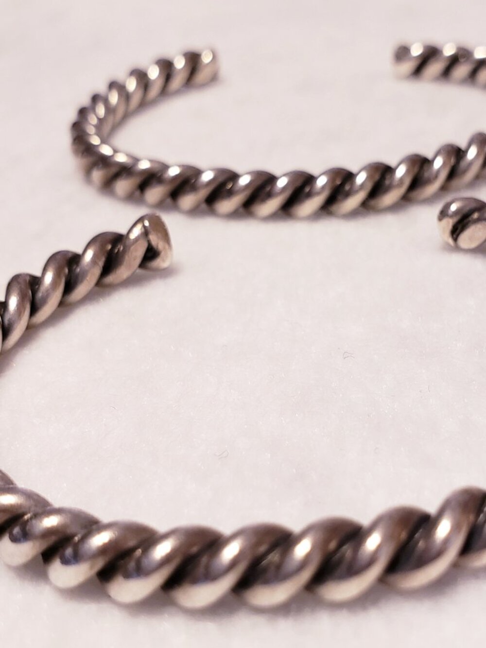 2 silver rope cuff bracelets
